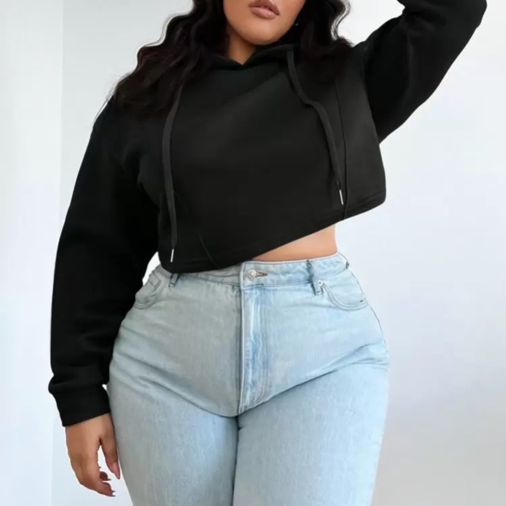Black Cropped Hoodie